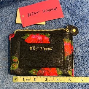 Betsey Johnson Black and Red Floral Wallet